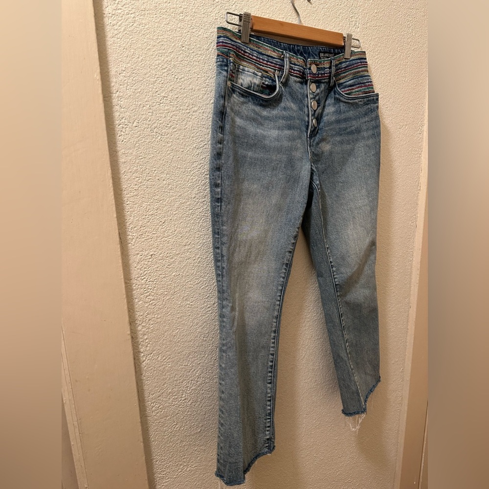 Blank NYC The Varick Kick Flare Women’s Jeans Rainbow Embroidered Size 28